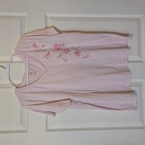 Soft Pink T-Shirt with Floral Design Size 1X